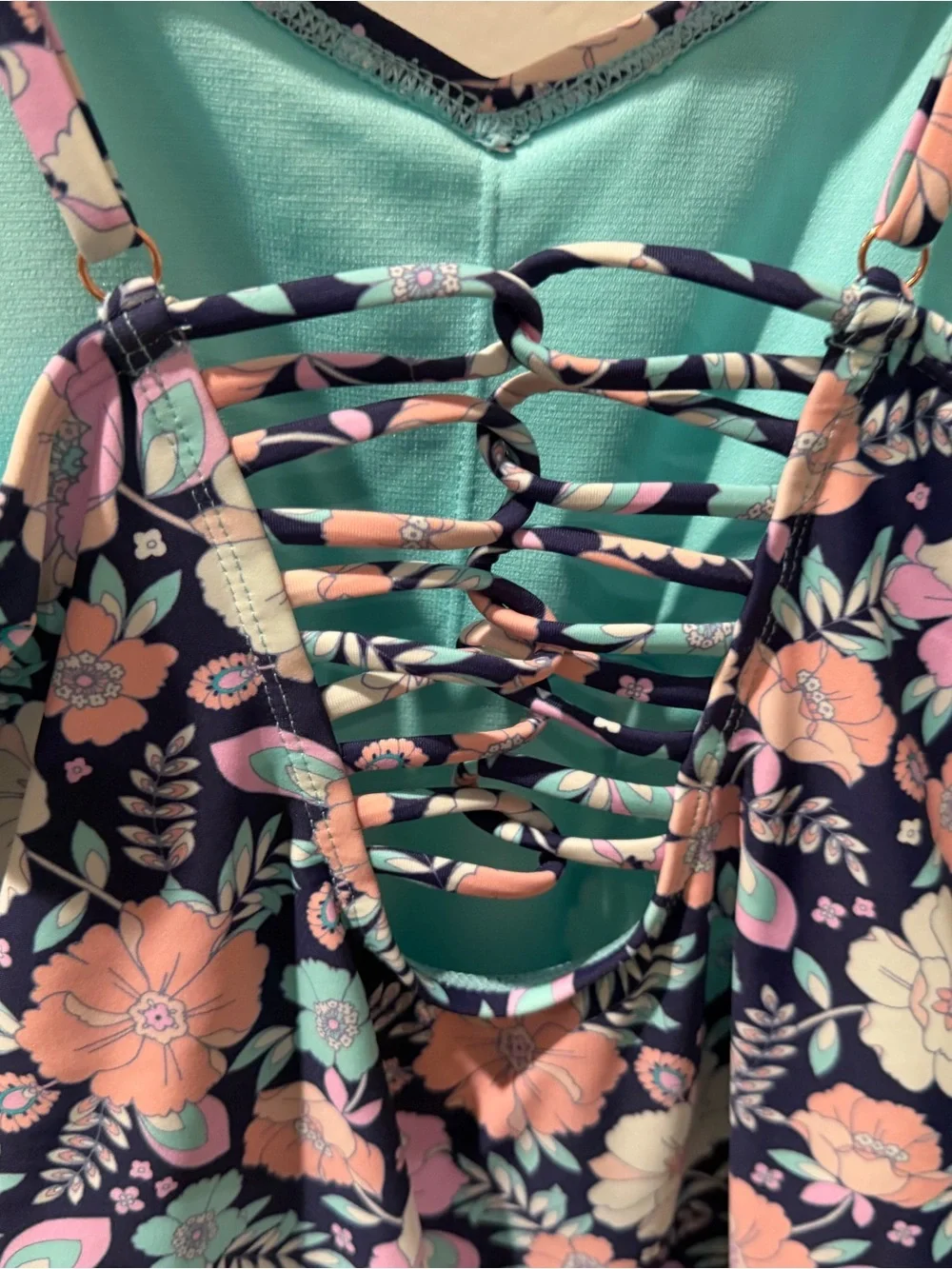 Raisins Navy Floral One-Piece Swimsuit with Pink & Mint Flowers